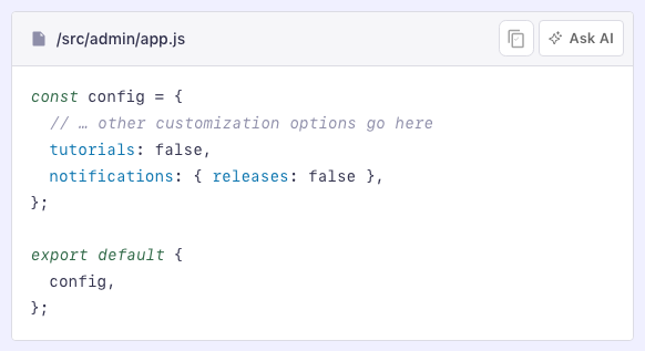 Ask AI button on a code block
